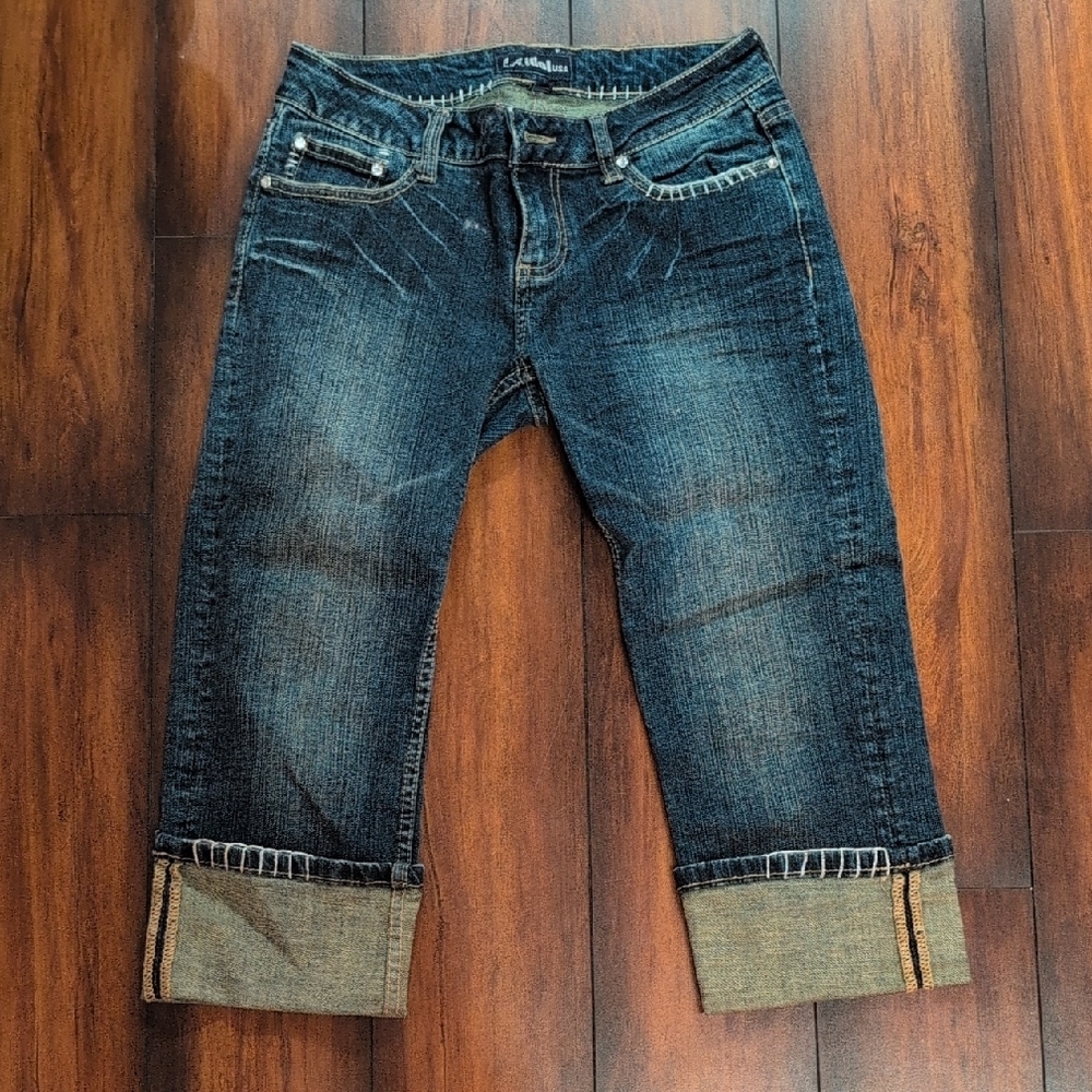 Dark Blue Denim Low Rise Capris Size 1
